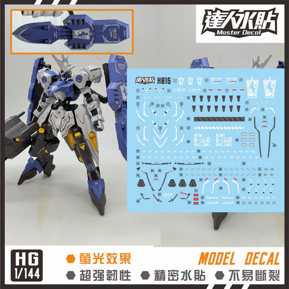 MASTER DECAL  H016 HG Gundam Kimaris Vidar (precut decal)