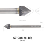 Dspiae CT Chamfering Tool Replacement Bits - CT-A60 60° Cone