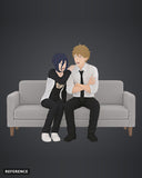 Reze and Denji colour render front - reference image, painted figure not included